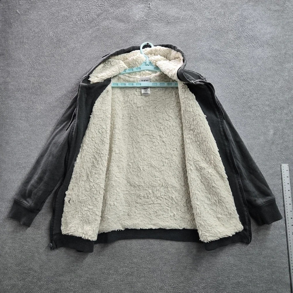 Disney‎ Parks Women Hoodie 1X Gray Disneyland Text And Mickey Mouse Fleece Lined